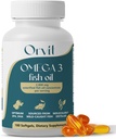ORVIT Omega 3 óleo de peixe Softgel 2000 mg - Ultimate EPA DHA Suplemento para homens e mulheres - Arroto - Sem gosto de peixe - Sem sabor 180 Softgels - Orgânico, Não OGM - Made in the USA