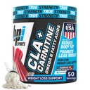 BPI Sports CLA + Pó de Carnitina – Queimador de gordura não estimulante para perda de peso, metabolismo e músculo magro – Cafeína Livre – Arco-íris Gelo – 50 Servings – 12,34 oz