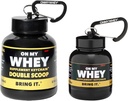 ONMYWHEY Protein Powder Container Para Ir - Funil de garrafa de água de viagem para misturas, Portátil pré-treino Suplemento Containers & Funis Dispenser, Mini pré-treino Suplementos Suporte Keychain Garrafas