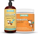 WONDER PAWS Omega Max Fish Oil Plus Mastigações probióticas - para a saúde do cão comum, umidade da pele, Gut Saúde & Bem-Estar Diário - Omega Max 16 Ounces - Probiótico 90 Mastigações