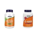 Now Supplements, Silymarin Milk Thistle Extract 300 mg com Alcachofra e Dandelion & Supplements, Vitamina C-1.000 com Rose HIPS, Libertação Mantida, Proteção Antioxidante*