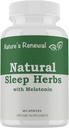 Renovação da natureza Suplemento natural do sono - Melatonina, Raiz valeriana, Ashwagandha, Magnésio, Camomila, Noturno Homeopático Herbal Sleeping Aid for Adults - 60 Cápsulas