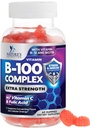 B Complex Supplement Gummies com vitamina C e ácido fólico, extra força Super Vitamina B Gummy com niacina, B6, Ácido fólico, B12, Biotina, Energia Imune da natureza Suplementos de suporte - 60 Gummies