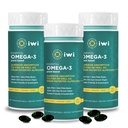 Iwi Omega-3 Essential, 90 Softgels (90 Servings), Algas Baseadas em Planta Omega 3 com EPA + DHA, Cérebro, Coração e Imune Suporte Suplemento dietético, Krill & Óleo de Peixe Alternativa, Sem gosto de peixe