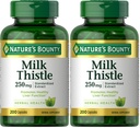 Cápsulas de Líquido Bounty Milk, tradicionalmente usadas para a saúde do fígado, Suplemento de ervas, 250 mg por serviço, 200 contagem (Pacote de 2)