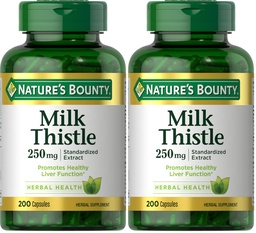 Cápsulas de Líquido Bounty Milk, tradicionalmente usadas para a saúde do fígado, Suplemento de ervas, 250 mg por serviço, 200 contagem (Pacote de 2)
