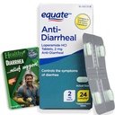 Excedente saudável Equate Anti-Diarreia Loperamida HCI 2 mg 24 Caplets e Volumes Vitais Dicas Cartão