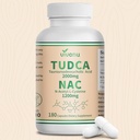 VivoNu TUDCA 2000mg + NAC 1200mg Suplemento Cápsulas Complexas, TUDCA Bile Sal + N Acetil Cysteine, Suplementos Antioxidantes para Liver&Lung&Digestion&Gellbladder Cleanse(180 Cápsulas)