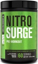 Jacked Factory NITROSURGE Pre Treino Suplemento - Energia sem fim, Ganhos de força instantâneos, Foco claro, Bombas intensas - NO Booster & Powerful Pré-treino Energia Pó - 60 Servings, Ártico Branco