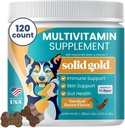 Solid Gold Dog Multivitamin - Vitaminas suaves do cão & Suplementos Mastiga - Tudo-em-um Coração, Imune, Cérebro, Pele, Casaco & Gut Saúde Suporte w / Vitamina C, B12, Probióticos & Antioxidantes - Bacon Flavor 120ct