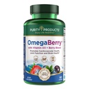 Produtos de pureza ÓmegaBerry Fish Oil com Vitamina D3 e Acai Orgânico - 1250mg Concentrado Molecularmente Destilado Ultra Puro Omega-3 Fish Oil, 500mg DHA + 650mg EPA - 60 Gels Macio - 30 dias Fornecimento de