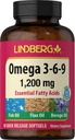 Lindberg Ômega 3 6 9 Suplementos □ 1200mg □ 90 Softgels □ Ácidos Gordos Essenciais com Peixe, Flax e Óleo de Borage