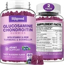 2 Pacote Glucosamina Condroitina Gummies, Força extra Glucosamina Condroitina HSH com Elderberry & Turmeric, Saúde Conjunta, Flexibilidade, Antioxidante, Imune para Adultos-Blueberry Flavored, 120 Gummies