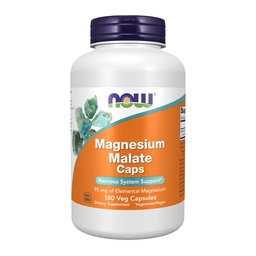 AGORA Alimentos Suplementos, Tampas de Malato de Magnésio com 95 mg de Magnésio Elementar, Suporte do Sistema Nervoso*, 180 Cápsulas Veg