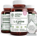 Natural Nutra L Lysine HCl, Promove a saúde óssea e crescimento, Apoiar a saúde da pele, melhorar a absorção de vitamina C, Ajuda a construir Colágeno, melhorar a absorção de cálcio, Não-GMO, Vegan, 500 mg, 50 Cápsulas.