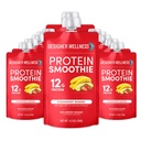 Designer bem-estar proteína smoothie, Frutas reais, 12g de proteína, Baixo carboidrato, Zero adicionado de açúcar, Sem glúten, Não-GMO, Sem cores artificiais ou sabores, Morangueiro banana, 12 contagem