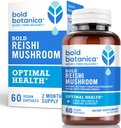 Cápsulas de cogumelos Bold Botanica Reishi - 100% Fruiting Body - concentrado orgânico Reishi Extrato para Imune Support & Core Wellness - Sem Mycelia & Sem grão - 60 Cápsulas Vegan