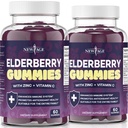 NOVA IDADE (2-Pack) Pastilhas Premium para Adultos Crianças com Vitamina C, Zinco, Própolis - Sambucus Black Elderberry Gummy Extract - Gluten Free & Vegetarian - 120 Gummies
