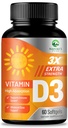 Vitamina D3 5000 UI Softgels (125 mcg) - Suplemento dietético extra Vitaminas D-3 para ossos, dentes, saúde muscular e suporte imunológico, Absorção rápida Mini D Softgel, Não-GMO, Gluten Free - 60 Contagem