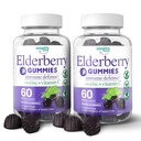 Gummies Elderberry com vitamina C e zinco - Imune Booster Gummies Elderberry para adultos e crianças - Vegan Natural Ingredientes Defesa Multivitamins com Apoio Antioxidante (120 Gummies)