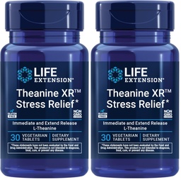 Life Extension Theanine XR™ Stress Relief – L-Theanine – Promotes a Calm Response to Daytime Stress-– Non-GMO,Gluten-Free,Vegetarian-– 30 Tablets,(Pack of 2)