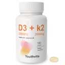d3 k2 Vitamina 10000 iu, 180 Óleo de coco Softgels 2 em 1 Suplemento Vitaminas D3 10000 UI & K2 (MK7) 200 mcg, Fácil de Engolir, Suporta Absorção de Cálcio, Imune Óssea, & Saúde do Coração