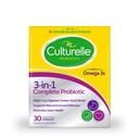 Culturelle 3-em-1 Fórmula Probiótica diária completa, uma vez por dia Suplemento Probiótico, ajuda o seu sistema digestivo trabalhar melhor, suporta defesas imunitárias naturais, além de Omega 3, não-GMO, 30 contagem