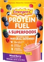 Combustível em pó de proteína emergen-C & Superalimentos (16 Servings, mistura de sabor de berry) Mistura de Shake de planta & vegetariana com superalimentos orgânicos, vitamina C & outros antioxidantes