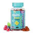 Squiggles Kids Multivitamin + Pastilhas de Ferro - Vitaminas Gummy de Baixo Açúcar com Suplementos de Ferro para Crianças - Espectro amplo de Vitaminas e Minerais, Chewy, Yummy Berry Flavor (100 Conde)