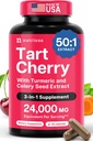 3 em 1 Tart Cherry Extract Cápsulas com Sementes de Aipo e Azeite para Pés e Apoio Conjunto Ácido Urico Limpar e Purgar Comprimidos, 60 Cápsulas Veggie Fabricado nos EUA