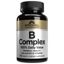 Vitaminas naturais do moinho de vento Complexo B (valor diário de 100%), aumentar a produção de energia e promover o metabolismo, 100 comprimidos, 100 serviços