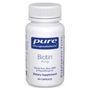 Encapsulamentos puros Biotina 8 mg - B Suplemento de vitamina para ajudar o alívio do estresse, cabelo, pele e reforço de unhas, metabolismo, suporte carboidratado e sistema nervoso* - com Biotina Premium - 60 cápsulas