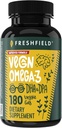 Vegan Omega 3 DHA: Óleo de algas, Mais Avaliado, Carrageenan Livre, Sustentável, Testado, Sem metais pesados, óleo de peixe Alt, Omega planta baseada. Suporta Coração, Cérebro, Saúde Conjunta p/DPA