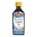 Carlson - O mais fino óleo de peixe + D3, 1600 mg Omega-3s, 50 mcg (2000 UI) Vitamina D3, óleo de peixe líquido e D3 Suplemento, norueguês, selvagem capturado, fonte sustentável, limão, 200 ml (6.7 Fl Oz)