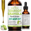 Soursop Graviola Liquid Drops - 2000mg Puro Soursop Extract Misturado com 300mg Sea Moss & 100mg Elderberry - Suporte Celular Poderoso, Antioxidante-Rich, Immune-Boosting - 2 Fl Oz (60ml) Garrafa
