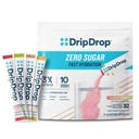 DripDrop Sugar Free Hydration Packets - Zero Classic Variety Pack - Eletrólitos de serviço único em pó Drink Mix - Limão, Melancia, Pêssego, Fruta de paixão - Não-GMO, Glúten livre, Vegan - 32 Sticks