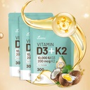 Vitamina D3 10000 iu Plus K2 (MK-7) 200 mcg, 300 Óleo de coco Softgels® 2 em 1 VIT D & K Complex® Suporta Absorção de Cálcio, Ósseo, Imune, & Saúde do Coração – Fácil de engolir (900 Softgels/3 Bag)
