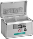 Caixa de armazenamento de medicina de metal com chave, 10 x 6 x 6.7” Fechamento de caixa de primeiros socorros para medicação, caixa de prova de cheiro Organizador vazio para casa, dormitório, escritório
