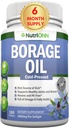 Óleo de Borage - 1000 mg - 180 Softgels - Frio Pressionado Alto GLA Borage Seed Oil - Hexane e PA Free - Ótimo para a pele, cabelo e ossos.