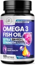 Omega 3 Suplementos de óleo de peixe 2400mg - Tripla força Omega 3 ácidos gordos, natural coração saúde Cérebro e apoio conjunto - ácidos gordos com EPA & DHA - Wild Caught Fish Oil Supplement - 120 Softgels