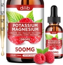 Suplemento de Citrato de magnésio de potássio, Citrato de magnésio líquido gotas 500mg com Ashwagandha, cálcio, zinco, vitamina D3, B6, B12, CoQ10 - Vegan 2 fl oz Framboesa Flavor