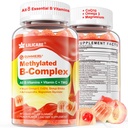 Vitamina B super metilada Complex Gummies - Todas as vitaminas B + Ômega-3, magnésio, CoQ10, Ashwagandha, Vitamina C, TMG- Para mulheres homens Metil B12 2000 mcg, metilfolato, B1, B2, B3, B5, B6, B7- Açúcar Livre