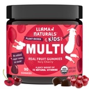 Llama Naturals Kids Multivitamin Gummies, Vegan, Orgânico com vitamina D, C & K, Toddler verdadeira frutas vitaminas Gummy, Suplemento mastigável, Multivitamin de alimentos inteiros, Não adicionado cana de açúcar, Cereja, 90 Ct