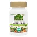 NaturezasPlus Fonte de Vida Jardim Vitamina D3-60 Cápsulas Vegan, Pacote de 3 - Suporte do sistema imunológico - Certified Organic, Não-GMO, Gluten Free - 90 Total Servings