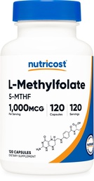 Nutricost Metilfolato 1000mcg, 120 Cápsulas Vegetarianas - Glúten Livre, Não-GMO (Folato Metilado)