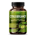 Citrus Bergamot 50:1 Extrato 20.400mg com arroz de fermento vermelho, alho, alcachofra para colesterol saudável, saúde do coração - Made in The USA (150 Count (Pack of 1))