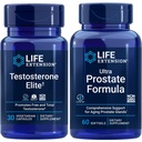 Extensão de vida Testosterona Elite, 30 Cápsulas Vegetarianas, Fórmula Ultra Próstata, 60 softgels, Próstata saudável, Suporte de produção de testosterona, Suplementos para homens