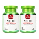 2 Garrafas Antárctico Krill Oil 1000 mg com Omega-3s EPA, DHA, Astaxantina e Phospholipids 60 Softgels Supplement No Fishy Aftertaste for Joint, Heart, Brain and Immunity - 120 Softgels