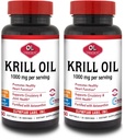 Laboratório Olympia Antártico Krill Oil, 1000mg Caps com Astaxantina, Omega-3, EPA, DHA, Imune, Joint & Brain Support, 60 Softgels (Pacote de 2)