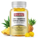 Triplo Magnésio Complex Gummies - 800mg Magnésio Glicinato & Citrato, Apigenina & L-Teanina, para Crianças e Adultos, Naturalmente Dormir & Cães Músculos (60 Contagem)
